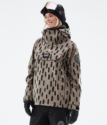 Brown Women's Dope Blizzard W Stripes Snowboard Jackets | AUDN3477