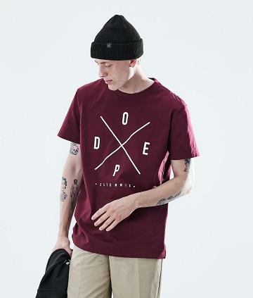 Burgundy Men's Dope Daily 2X-UP T Shirts | AUGL2979