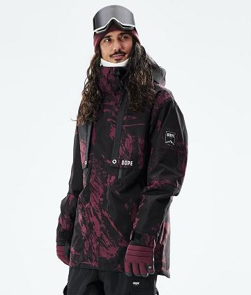 Burgundy Men's Dope Mojo Paint Snowboard Jackets | AUGL2810