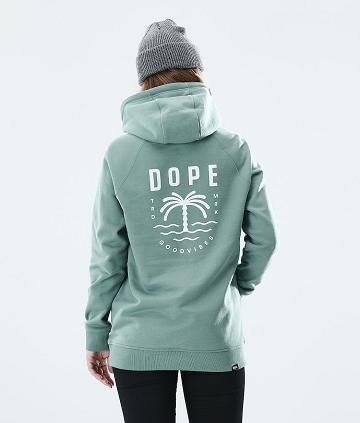 Green Women's Dope Regular Palm Hoodie | AUOR3852