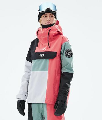 Red / Green Women's Dope Blizzard LE W Limited Edition Patchwork Snowboard Jackets | AUWY3443