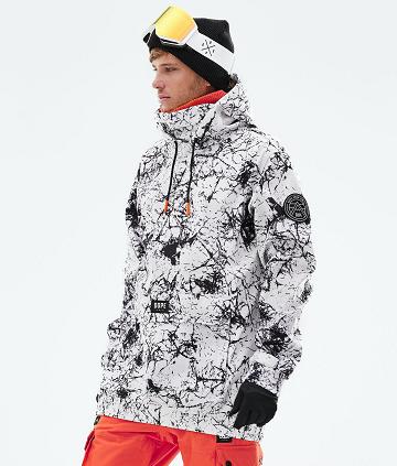 White / Black Men's Dope Wylie Patch Snowboard Jackets | AUXF2830