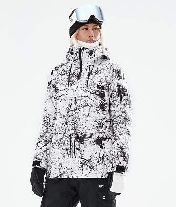 White / Black Women's Dope Annok W 2021 Snowboard Jackets | AUFM3431