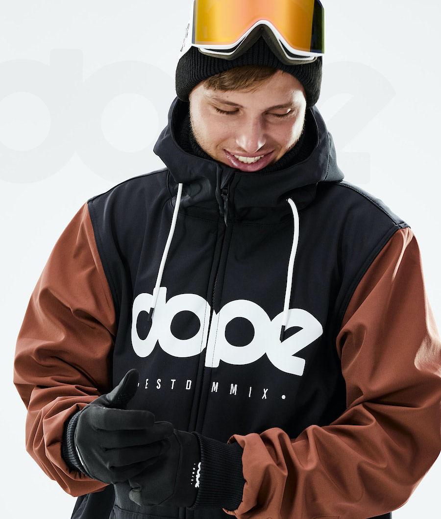 Black / Brown Men's Dope Standard DO Snowboard Jackets | AUYU2819