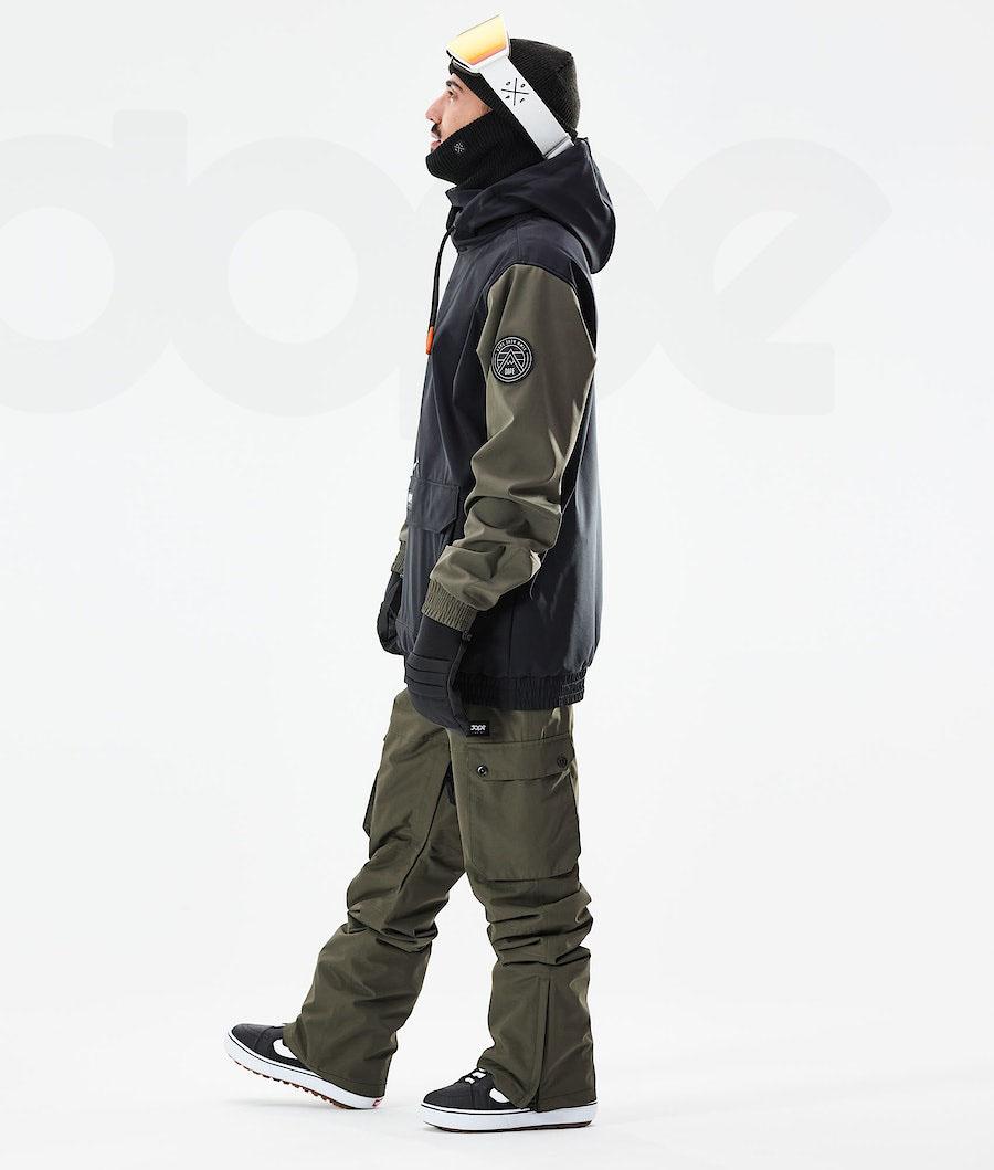 Black / Green Men's Dope Wylie Patch Snowboard Jackets | AUCE2829