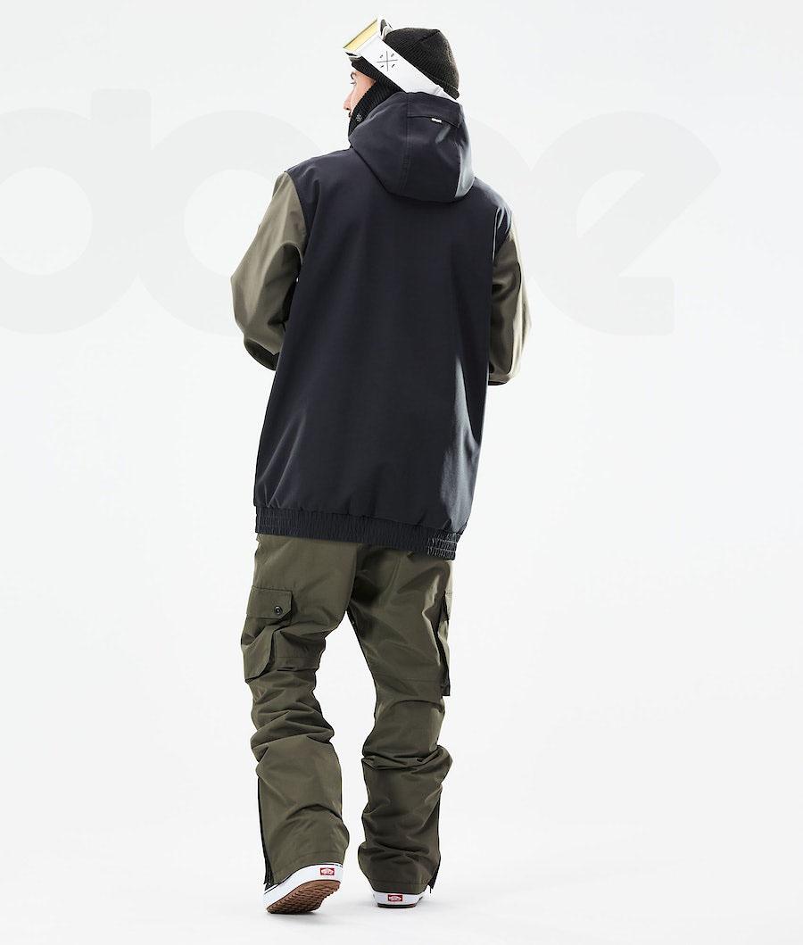 Black / Green Men's Dope Wylie Patch Snowboard Jackets | AUCE2829