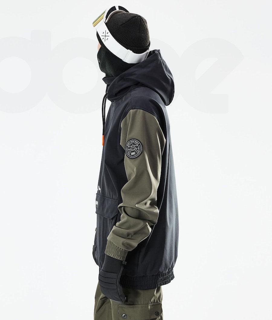 Black / Green Men's Dope Wylie Patch Snowboard Jackets | AUCE2829