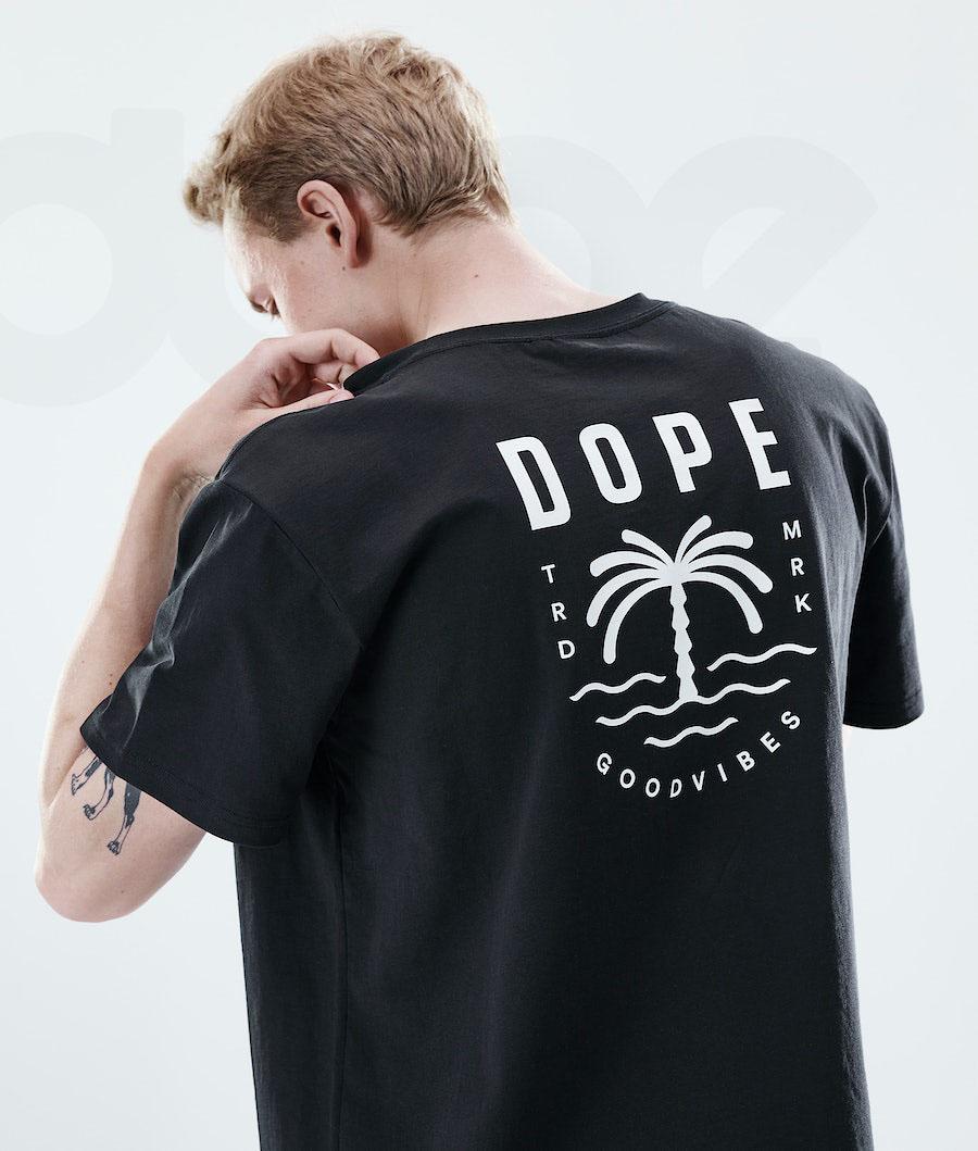 Black Men's Dope Daily Palm T Shirts | AUFM2980