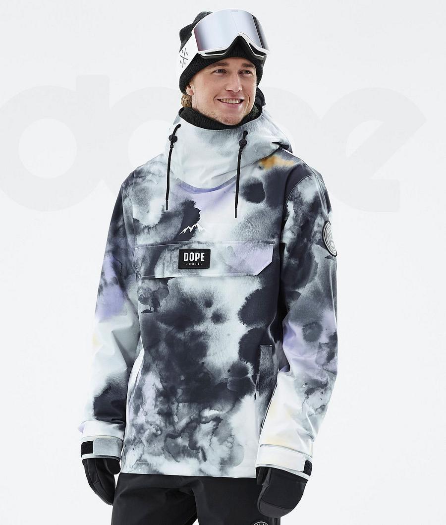 Black / Purple Men\'s Dope Blizzard Tiedye Snowboard Jackets | AUAP2788