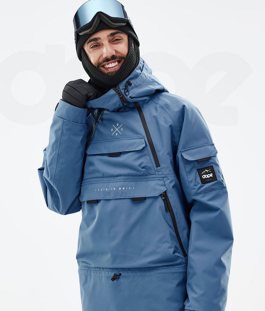 Blue / Grey Men's Dope Akin Ski Jackets | AULH2877