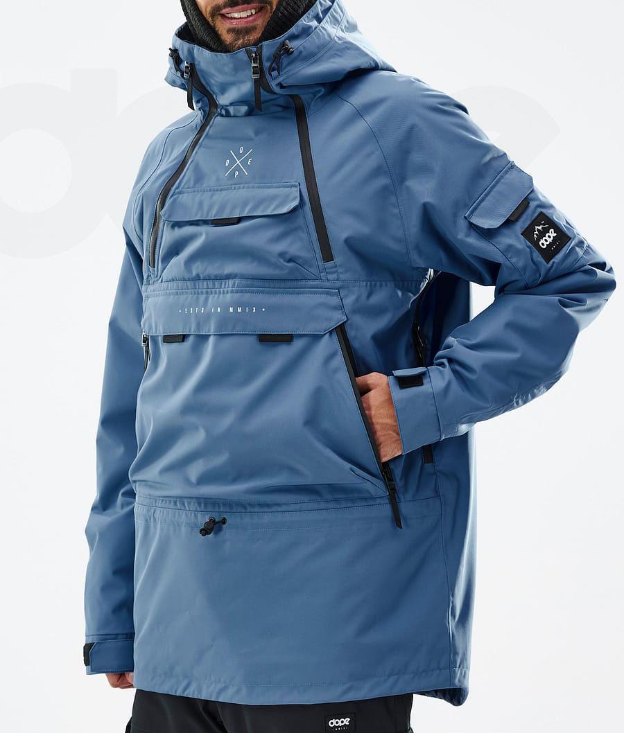 Blue / Grey Men's Dope Akin Snowboard Jackets | AUKI2736