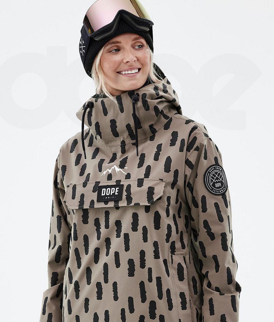 Brown Women's Dope Blizzard W Stripes Snowboard Jackets | AUDN3477