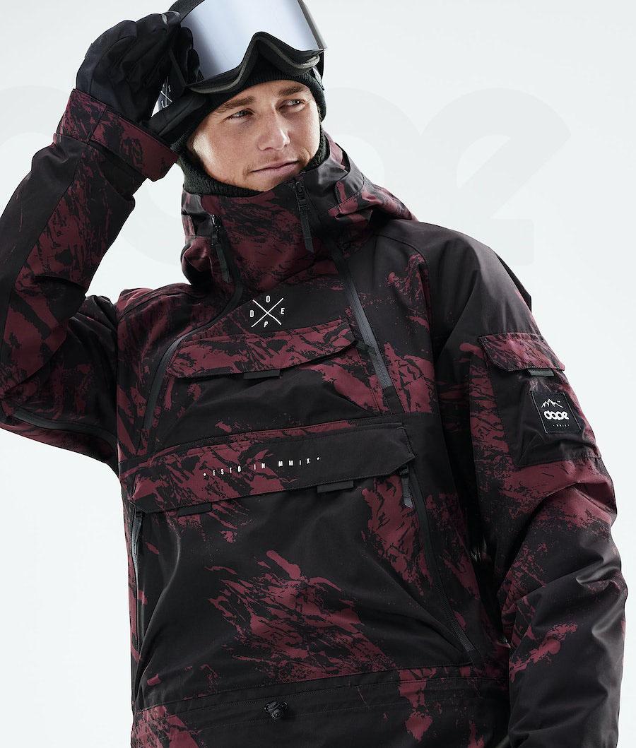 Burgundy Men's Dope Akin 2021 Paint Ski Jackets | AUUT2889