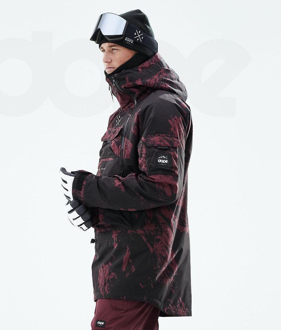 Burgundy Men's Dope Akin 2021 Paint Snowboard Jackets | AURW2750