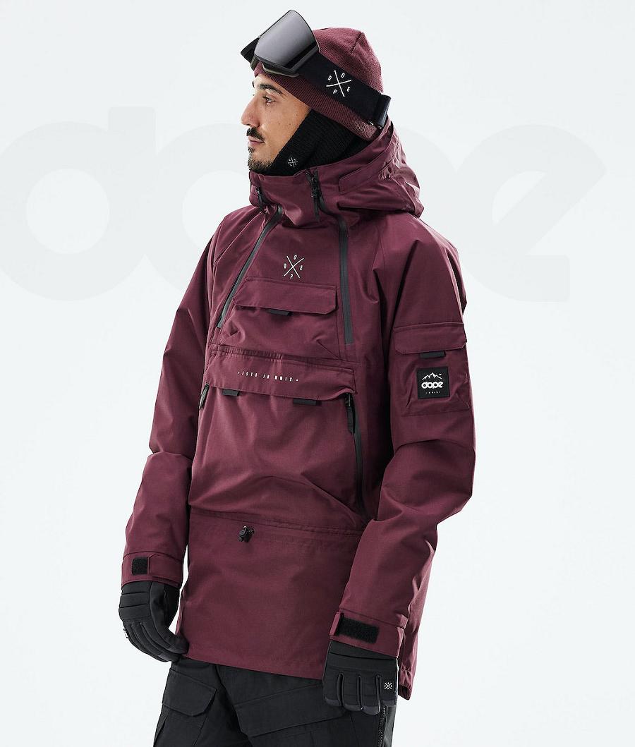 Burgundy Men\'s Dope Akin 2021 Snowboard Jackets | AUIS2746