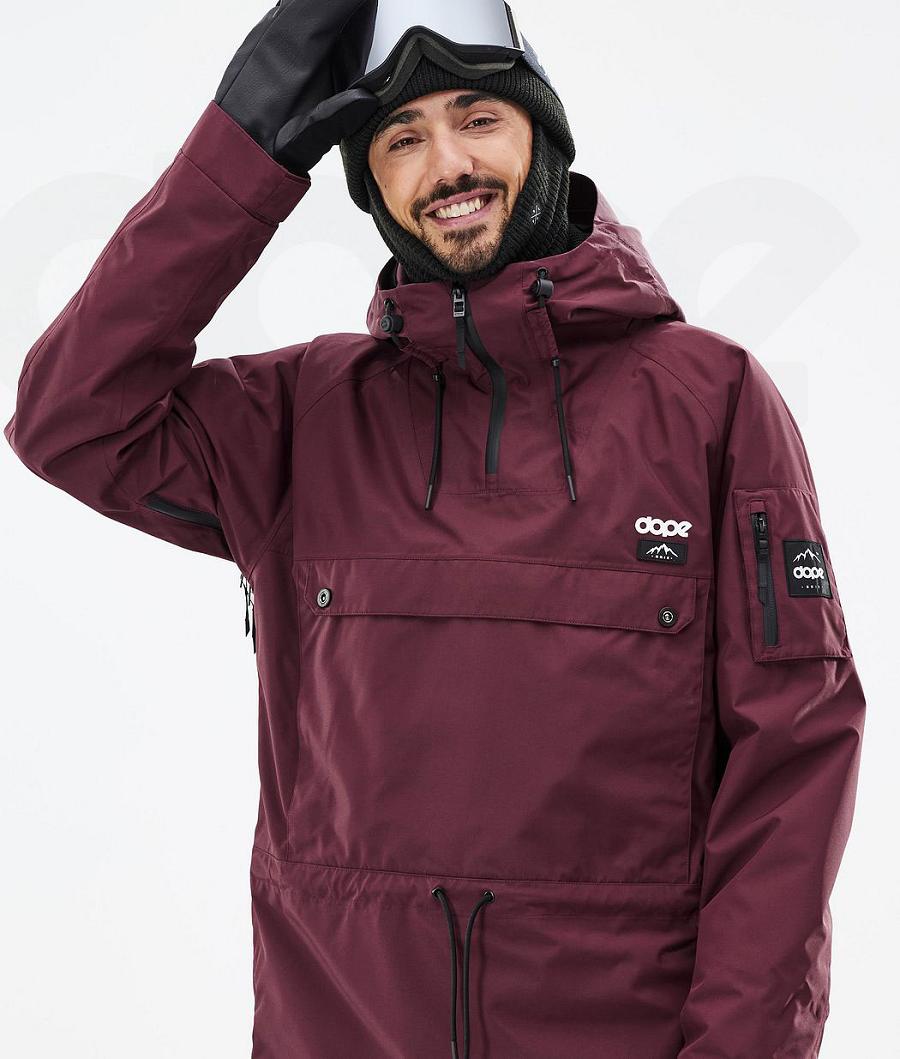 Burgundy Men's Dope Annok Don Snowboard Jackets | AULH2761