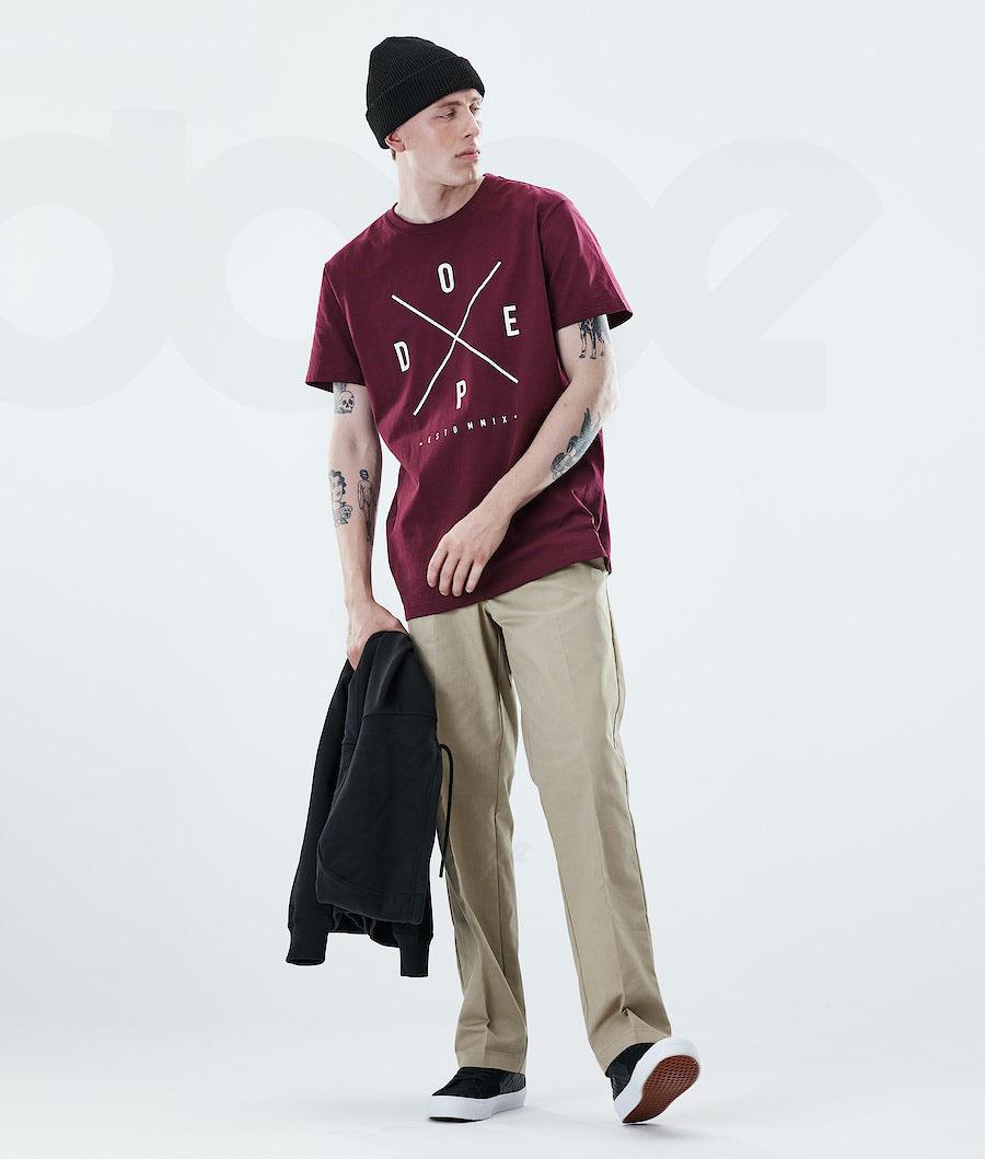 Burgundy Men's Dope Daily 2X-UP T Shirts | AUGL2979