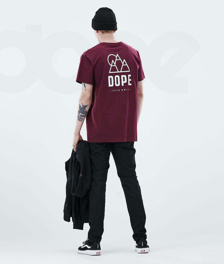 Burgundy Men's Dope Daily Rise T Shirts | AUPQ2984