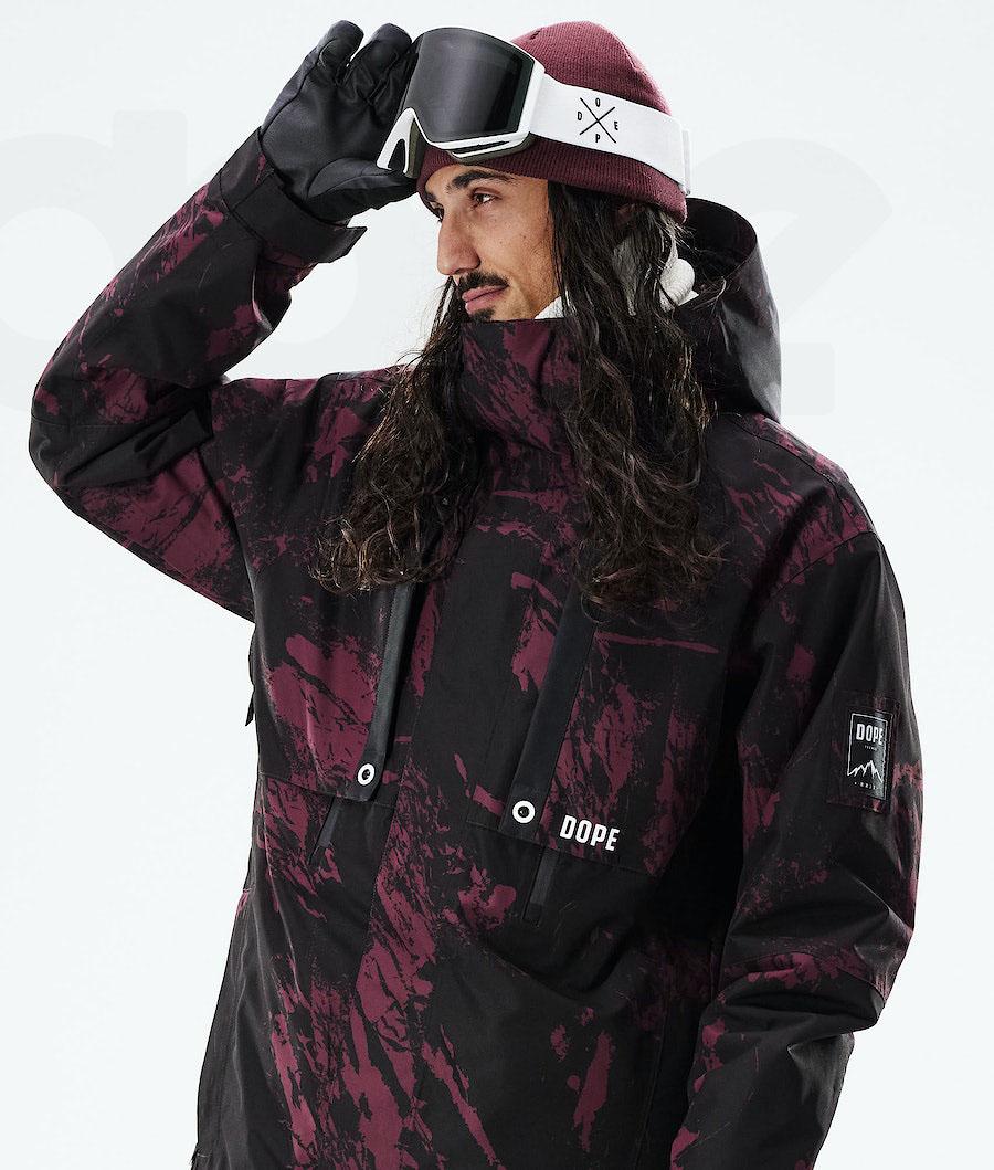 Burgundy Men's Dope Mojo Paint Snowboard Jackets | AUGL2810