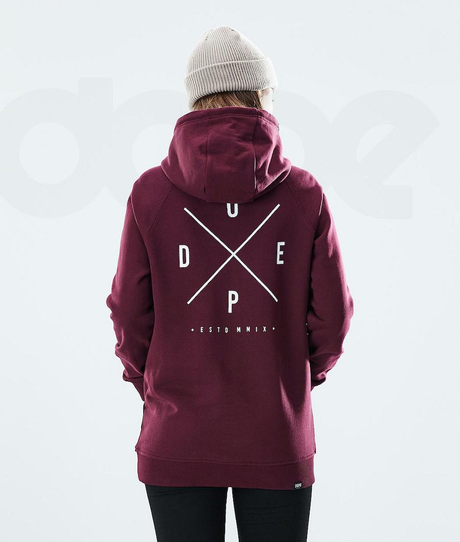 Burgundy Women's Dope Regular 2X-UP Hoodie | AUGL3846