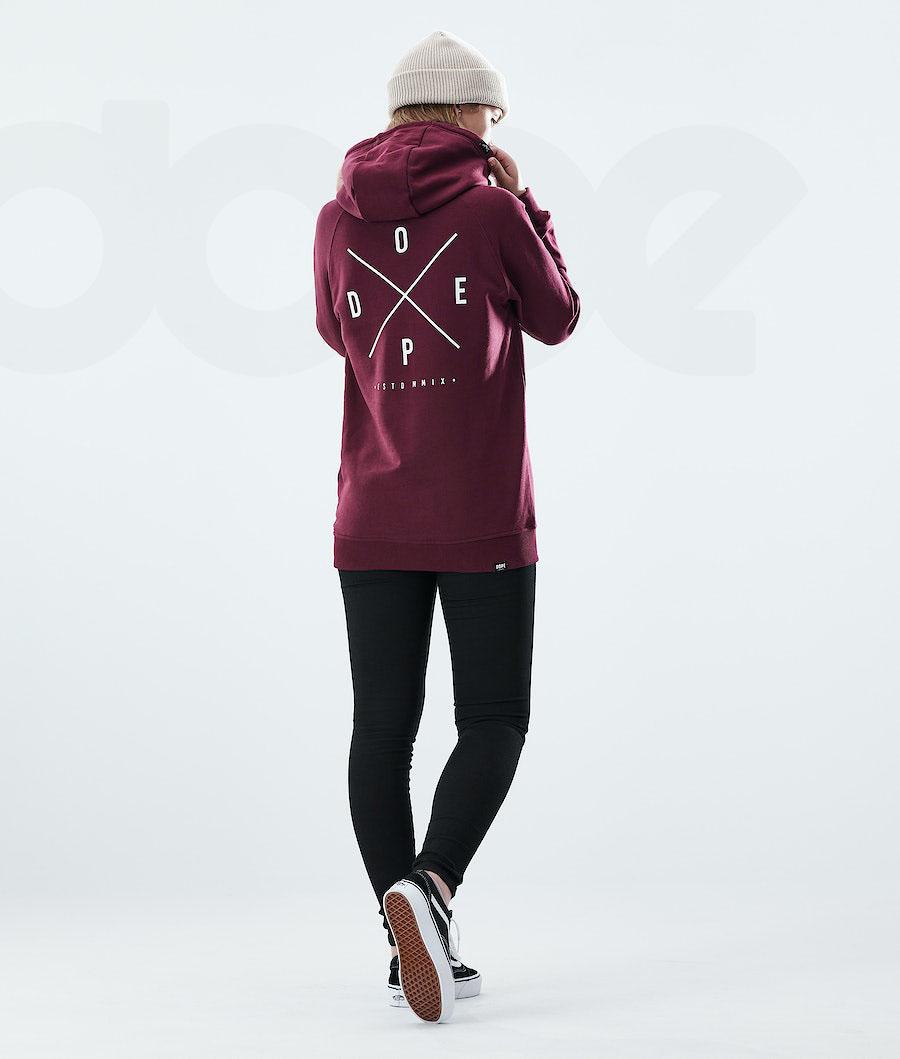 Burgundy Women's Dope Regular 2X-UP Hoodie | AUGL3846