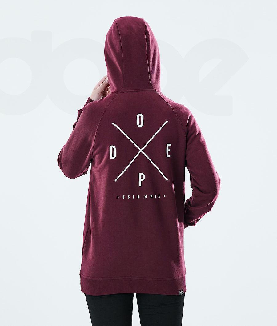 Burgundy Women's Dope Regular 2X-UP Hoodie | AUGL3846