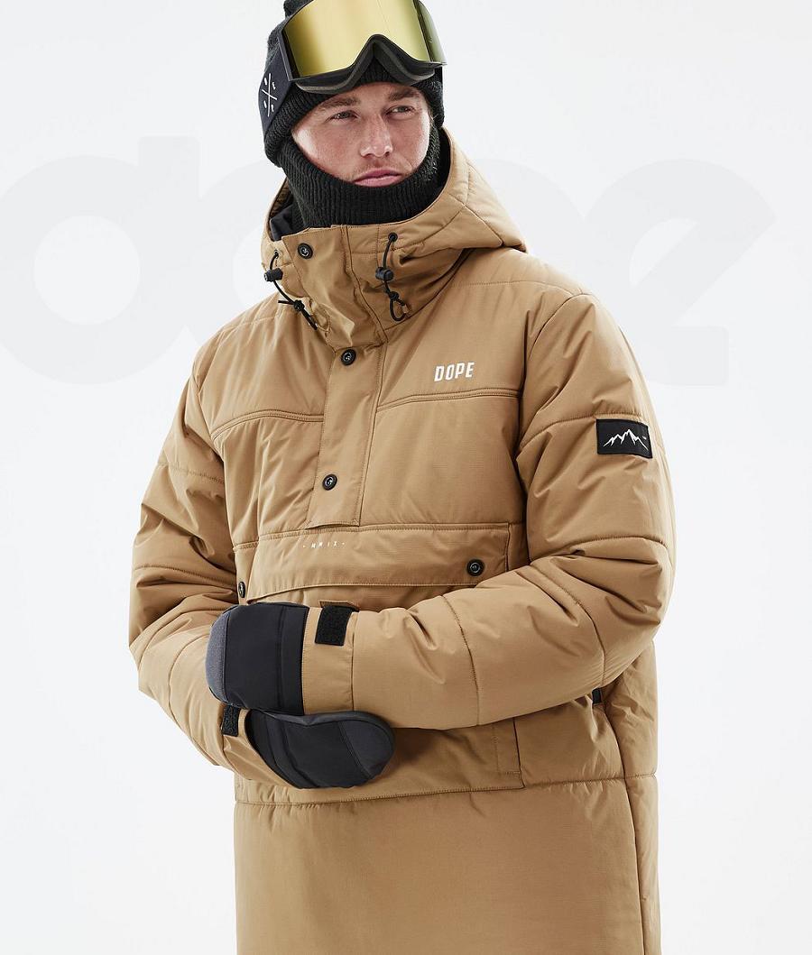 Gold Men's Dope Puffer Snowboard Jackets | AUDN2812