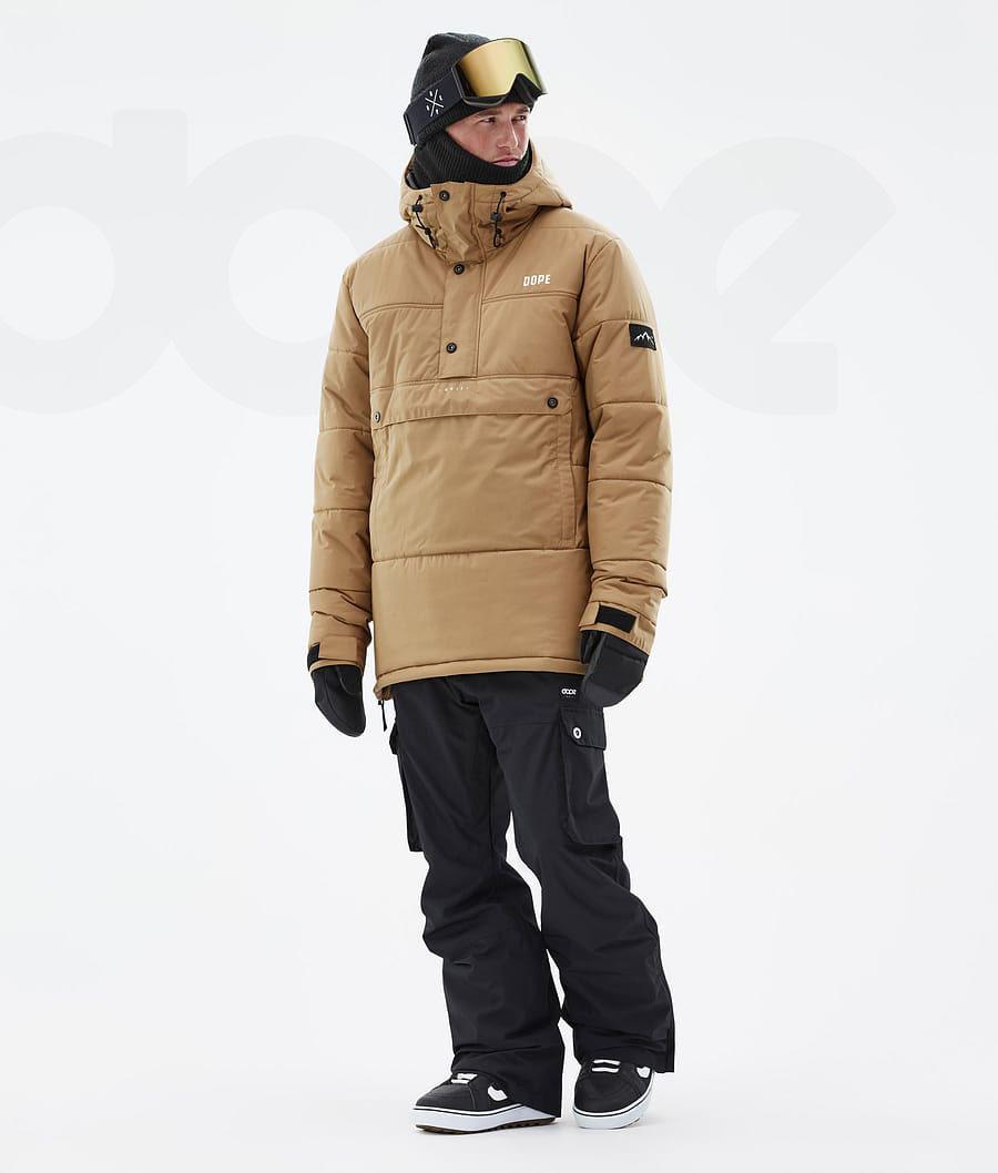 Gold Men's Dope Puffer Snowboard Jackets | AUDN2812