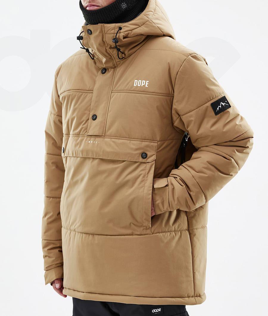 Gold Men's Dope Puffer Snowboard Jackets | AUDN2812