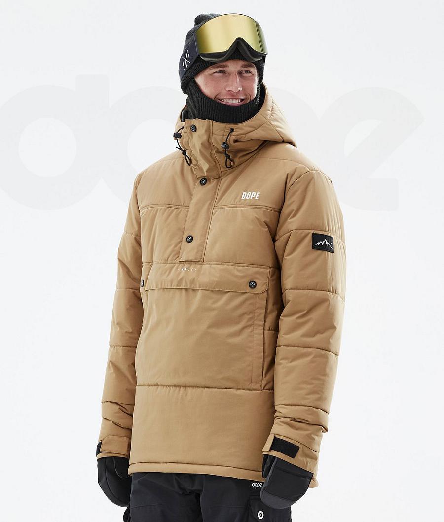 Gold Men\'s Dope Puffer Snowboard Jackets | AUDN2812