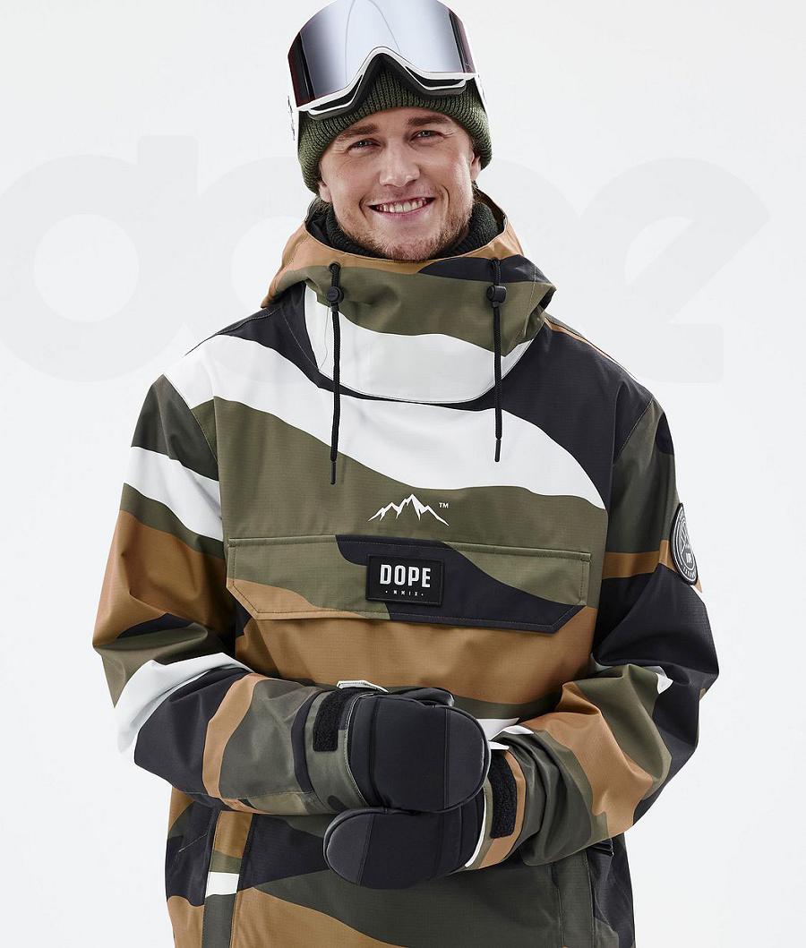 Gold / Olive Men's Dope Blizzard Shards Snowboard Jackets | AUDN2786