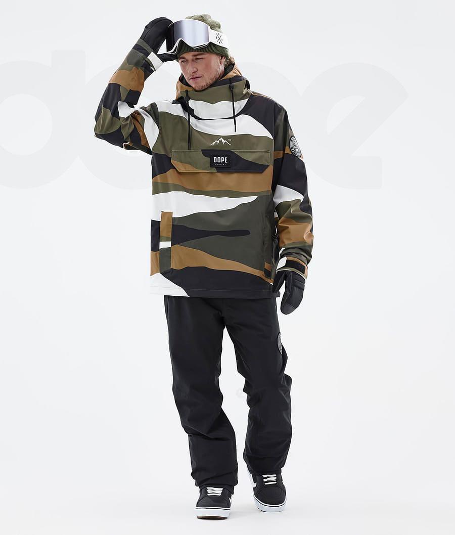 Gold / Olive Men's Dope Blizzard Shards Snowboard Jackets | AUDN2786