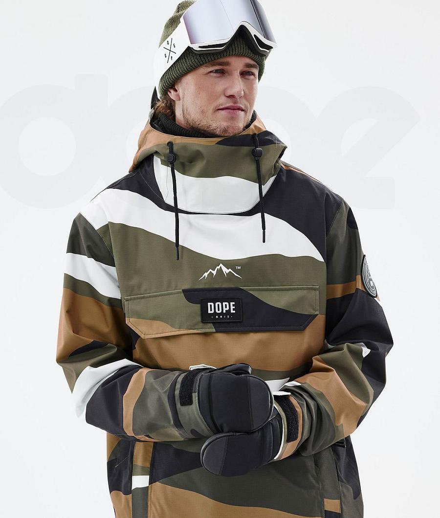 Gold / Olive Men's Dope Blizzard Shards Ski Jackets | AUUT2916