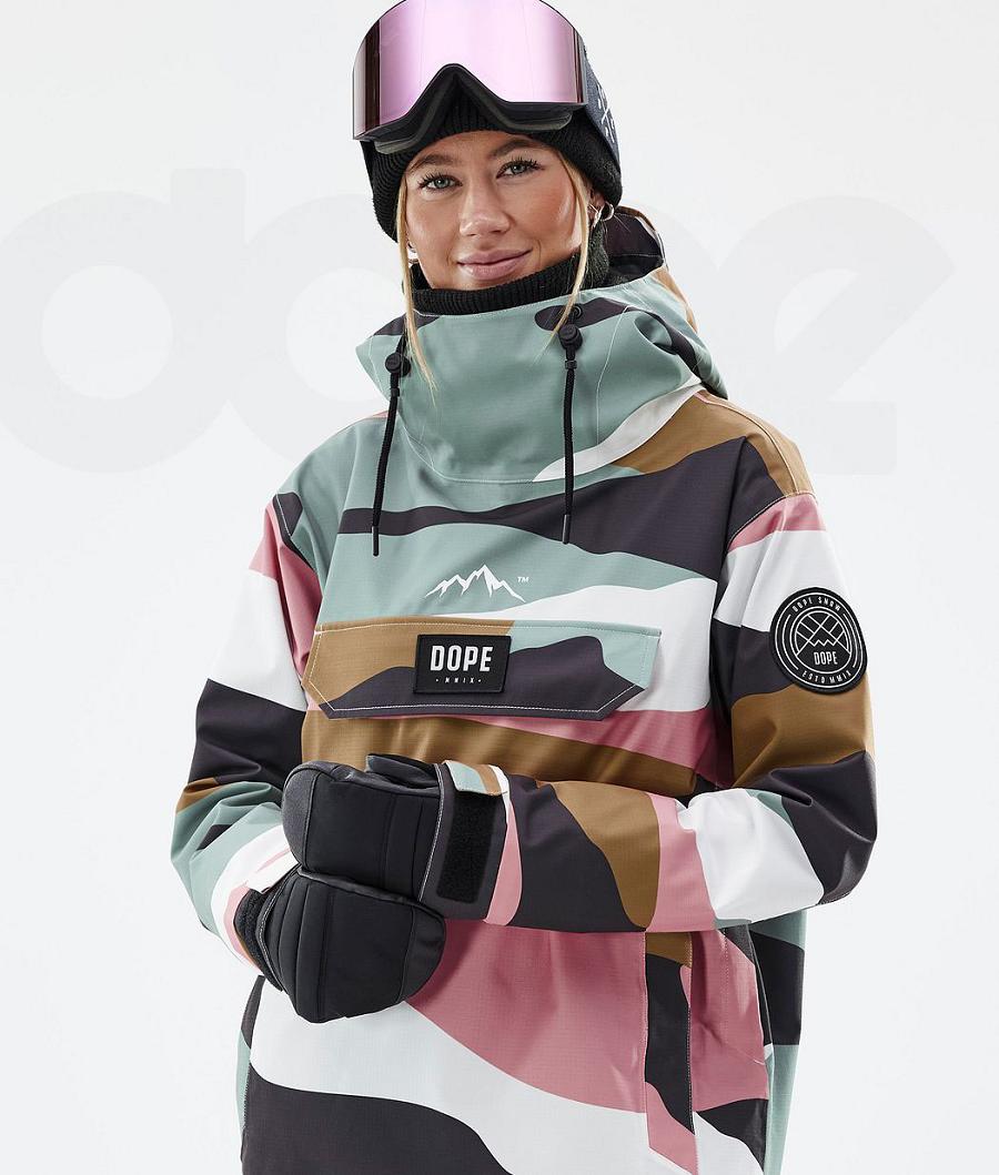 Gold / Pink Women's Dope Blizzard W Shards Ski Jackets | AUPQ3643