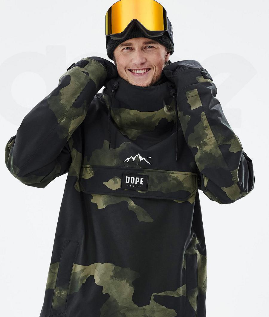 Green / Camo Men's Dope Blizzard Snowboard Jackets | AUHK2765