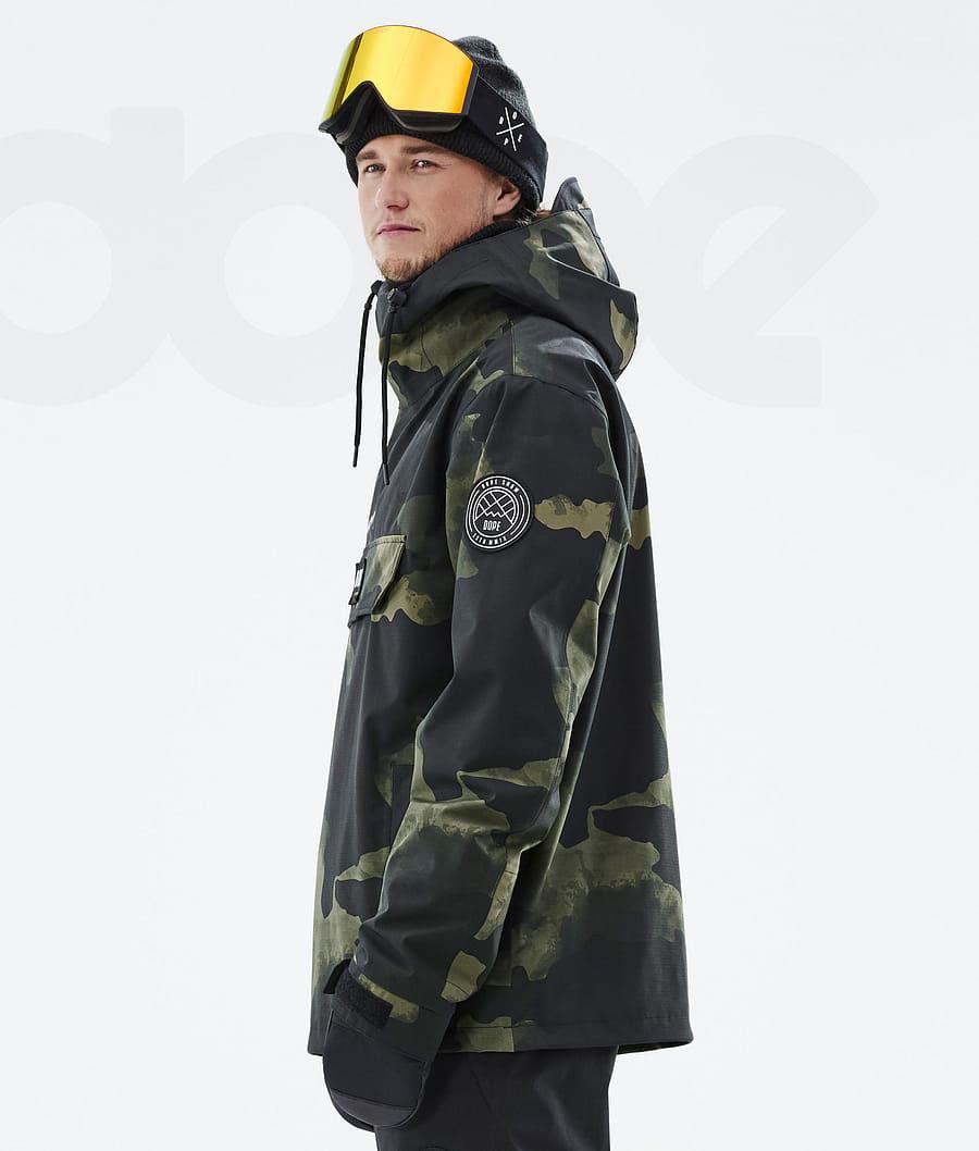 Green / Camo Men's Dope Blizzard Snowboard Jackets | AUHK2765