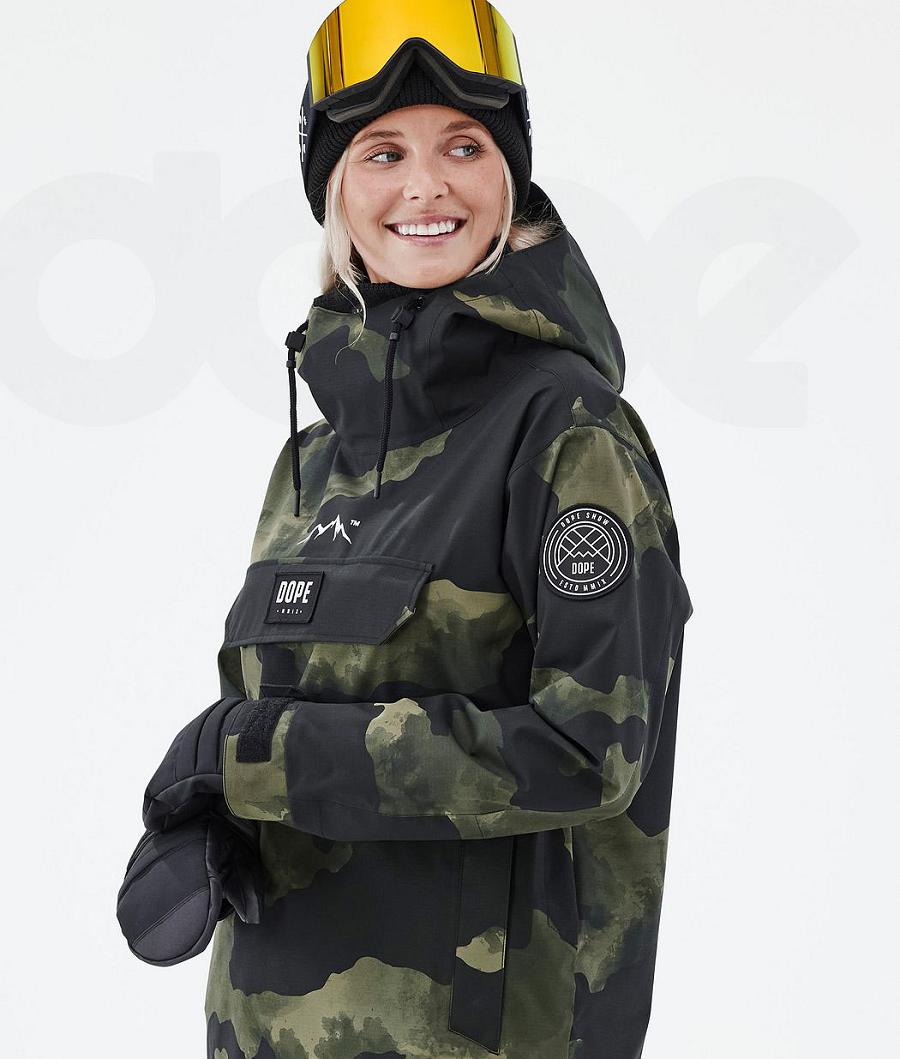 Green / Camo Women's Dope Blizzard W Ski Jackets | AUUT3621