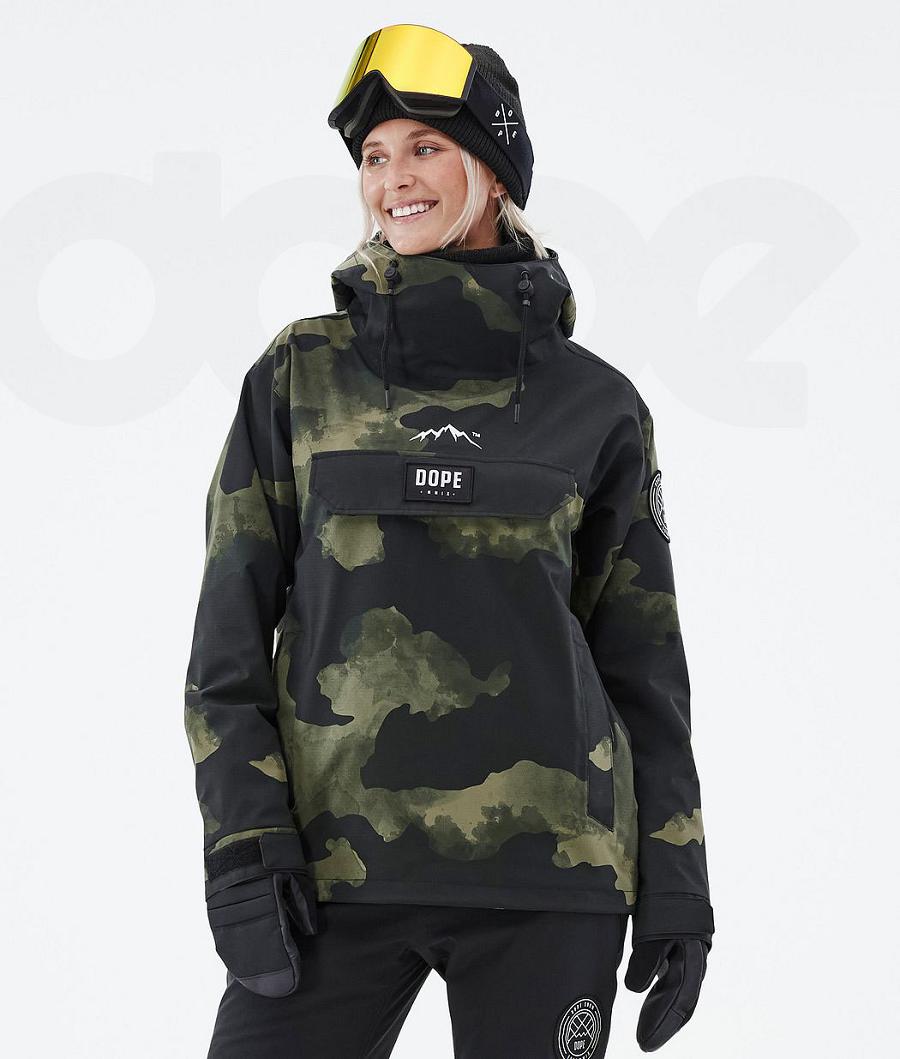 Green / Camo Women\'s Dope Blizzard W Ski Jackets | AUUT3621