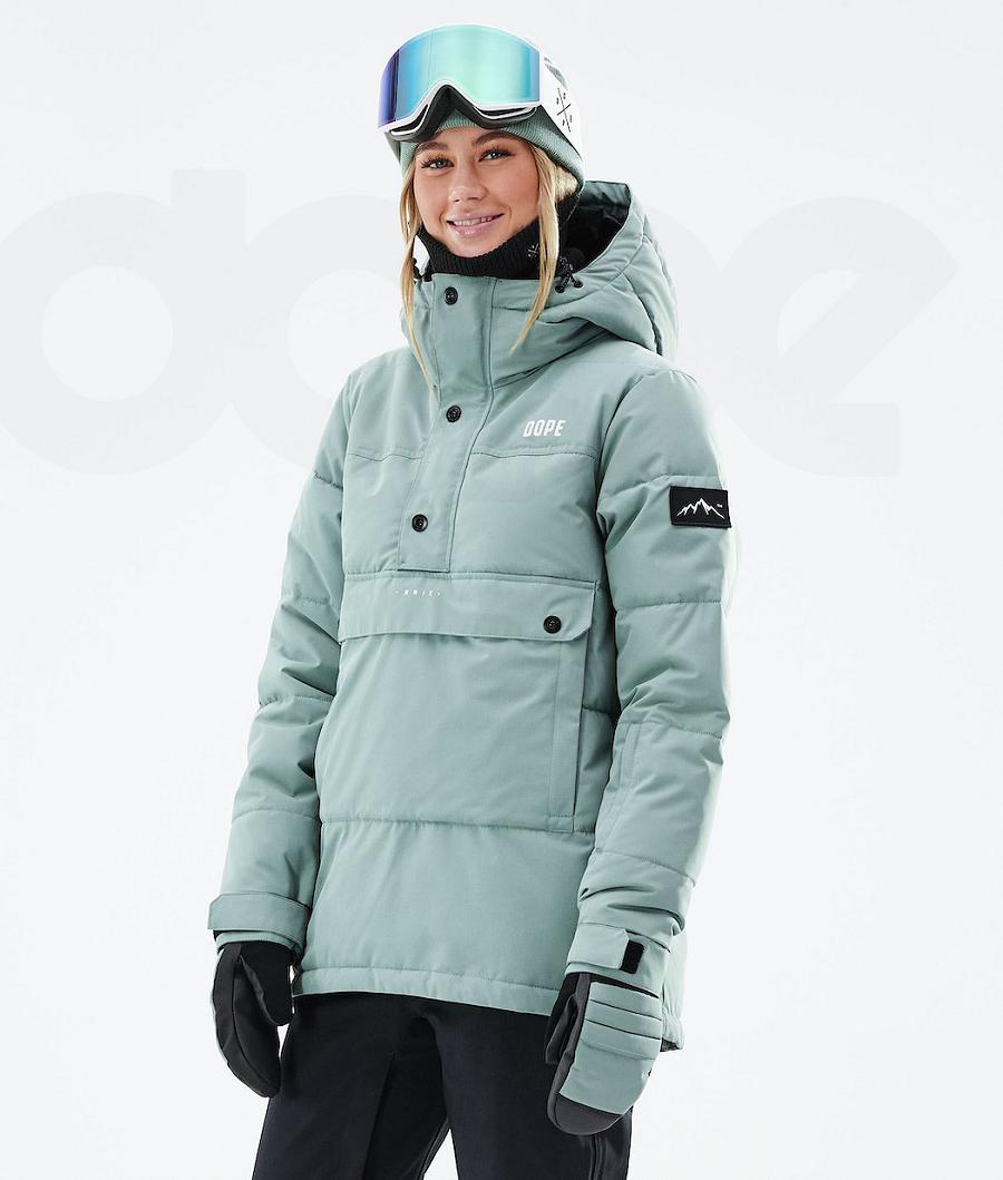 Green Women\'s Dope Puffer W 2021 Snowboard Jackets | AUJJ3506