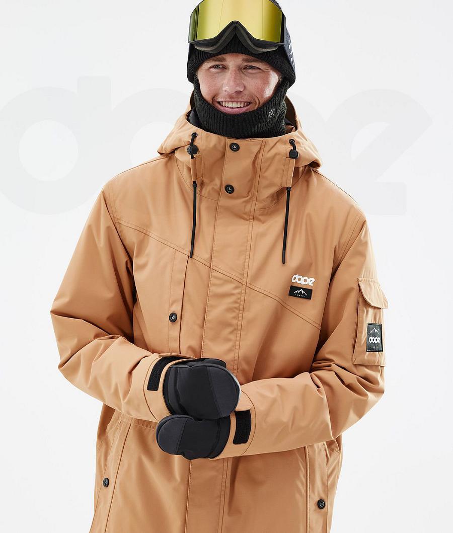 Khaki / Yellow Men's Dope Adept Ski Jackets | AUPQ2860