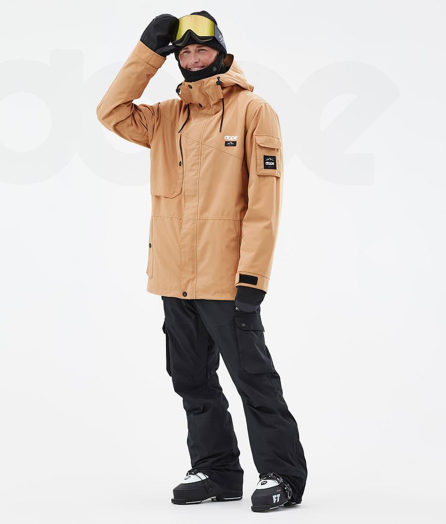 Khaki / Yellow Men's Dope Adept Ski Jackets | AUPQ2860