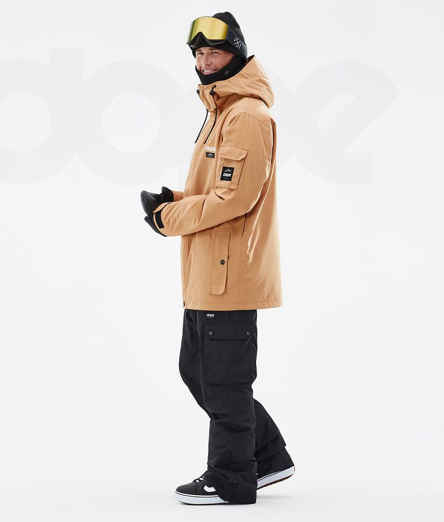 Khaki / Yellow Men's Dope Adept Snowboard Jackets | AUDN2715