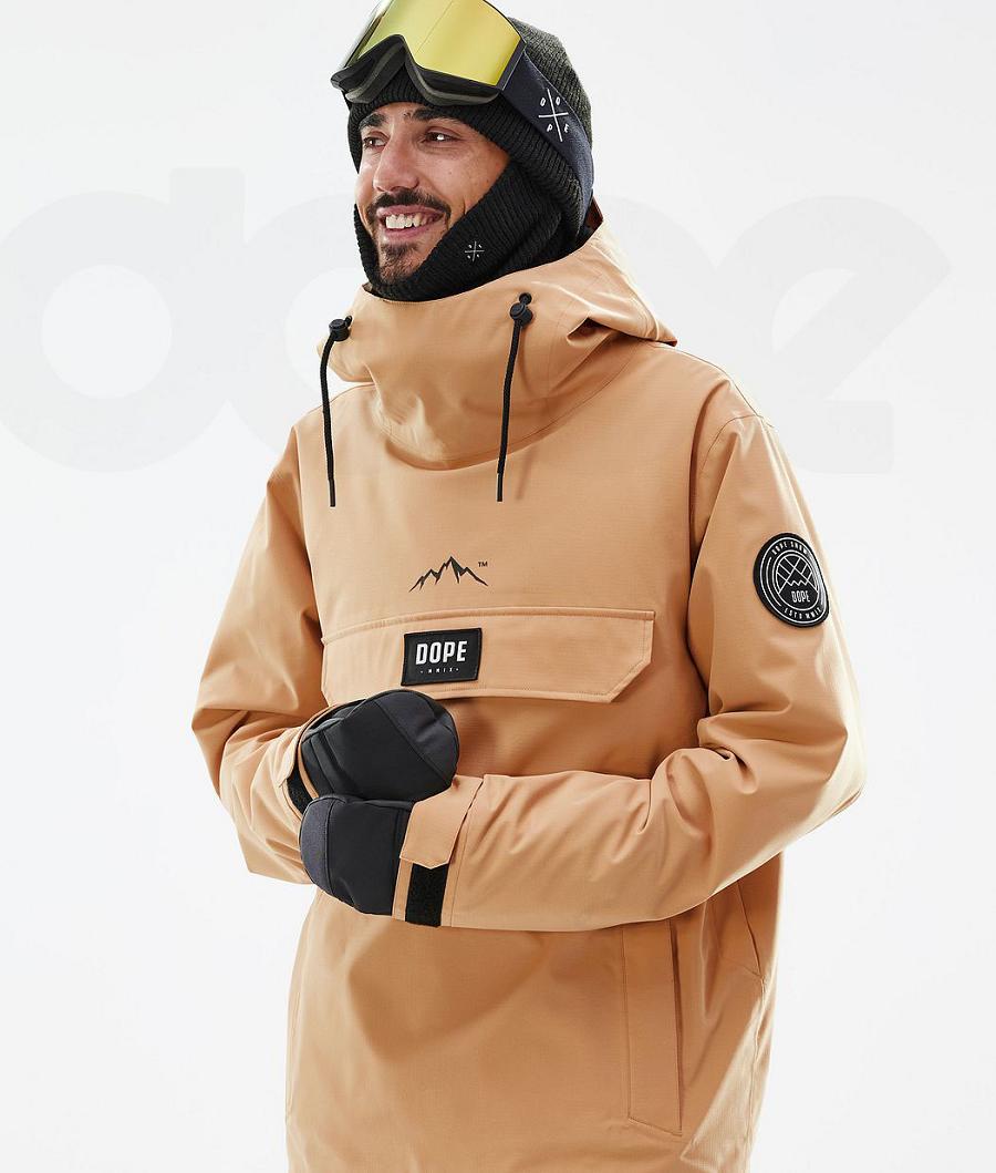 Khaki / Yellow Men's Dope Blizzard Snowboard Jackets | AUJJ2763