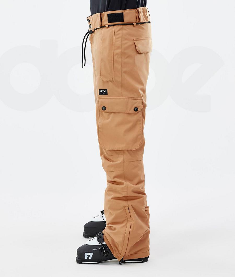 Khaki / Yellow Men's Dope Iconic Ski Pants | AUEX2636