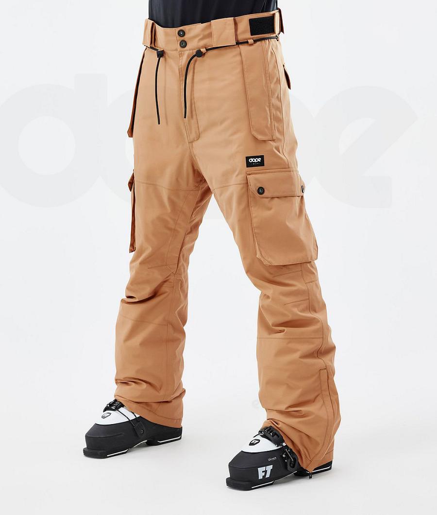 Khaki / Yellow Men\'s Dope Iconic Ski Pants | AUEX2636