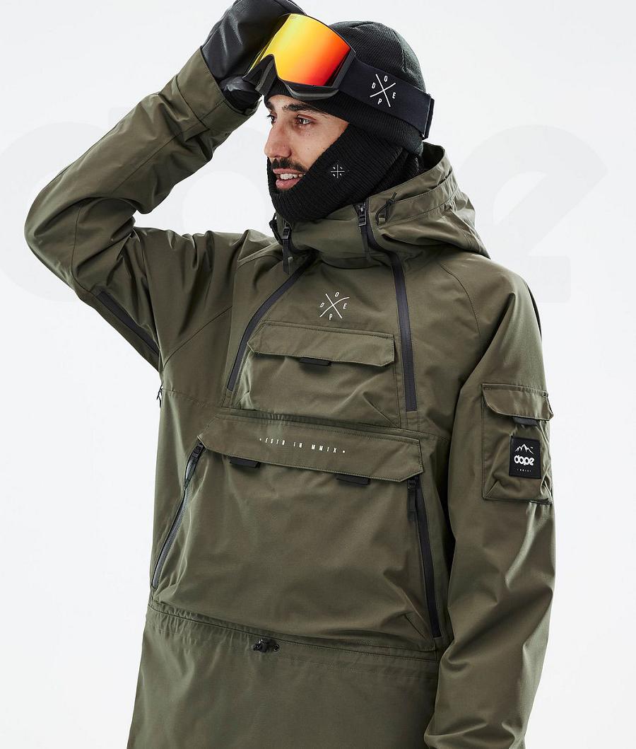 Olive / Green Men's Dope Akin Snowboard Jackets | AUGL2739