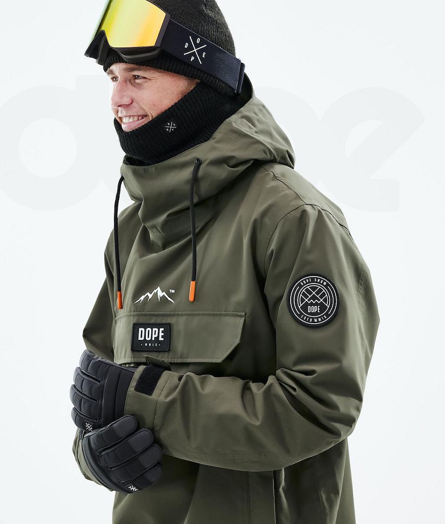 Olive / Green Men's Dope Blizzard 2021 Snowboard Jackets | AURW2777