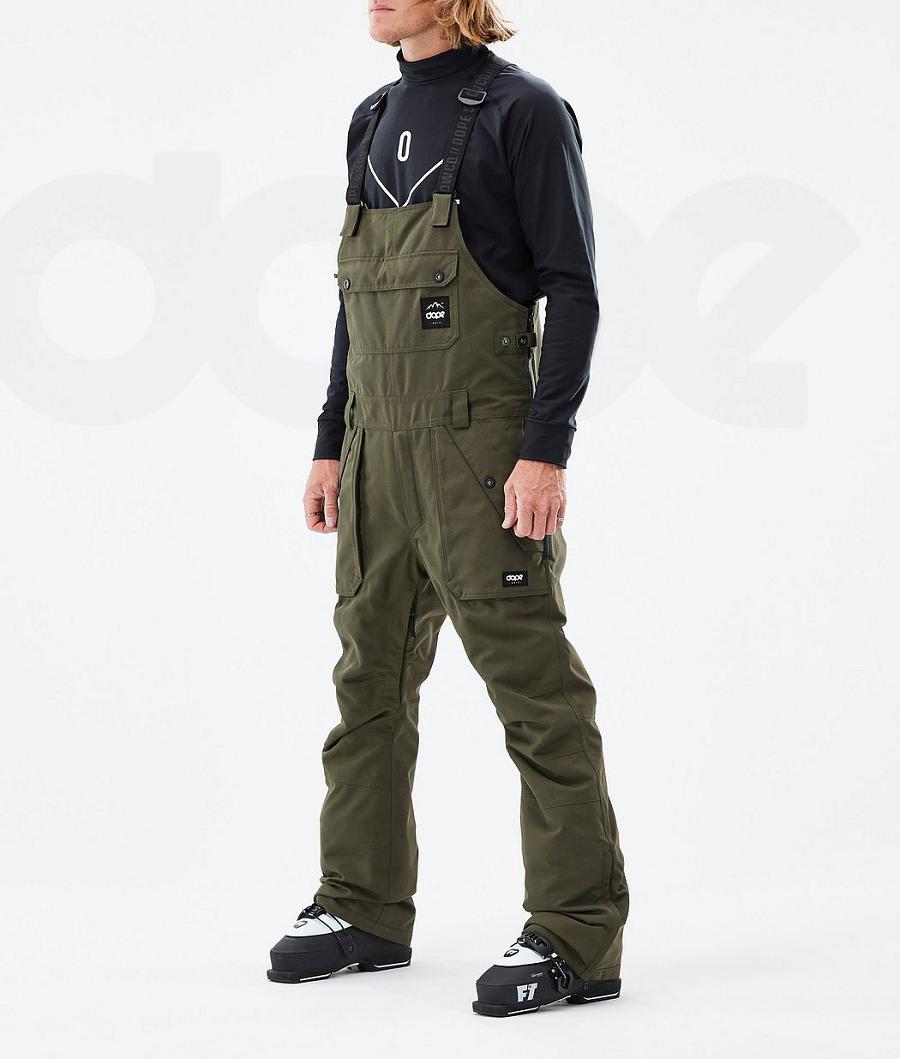 Olive / Green Men\'s Dope Notorious B.I.B Ski Pants | AUXF2662