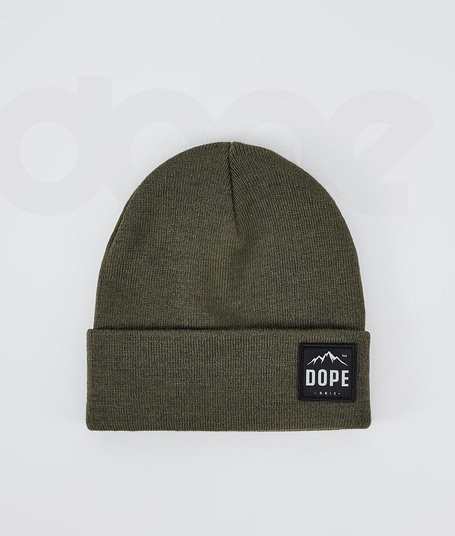 Olive / Green Men\'s Dope Paradise Beanie | AUCE3184