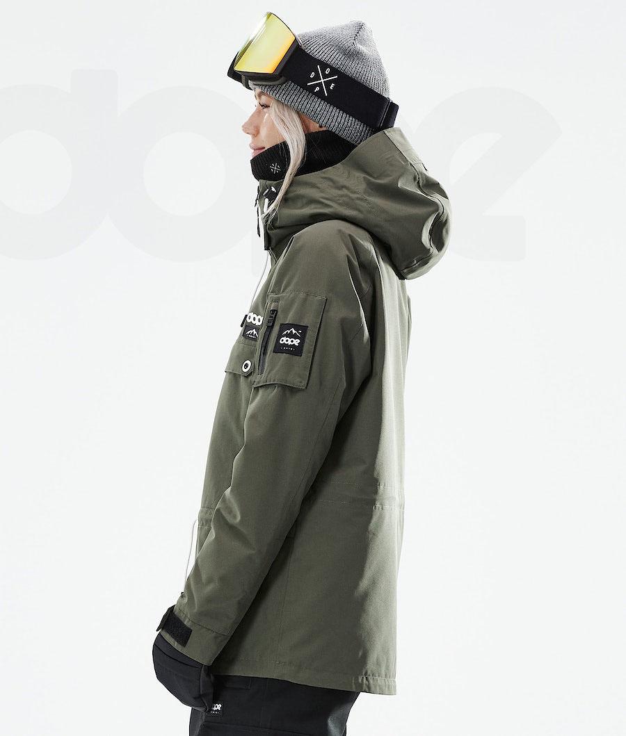 Olive / Green Women's Dope Annok W 2021 Snowboard Jackets | AUGL3430